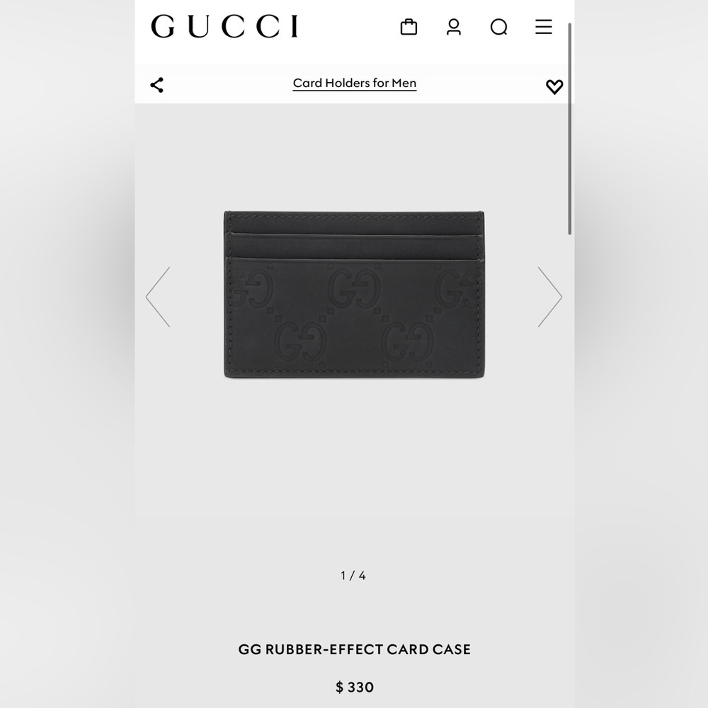 Gucci Black Rubber-Effect Leather Monogram Cardholder